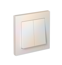 AtlasDesign Жемчуг Выключатель 2-клавишный сх.5, 10АХ, (в сборе с рамкой)  ATN000452  SE