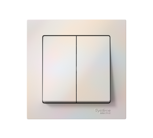 AtlasDesign Жемчуг Выключатель 2-клавишный сх.5, 10АХ, (в сборе с рамкой)  ATN000452  SE