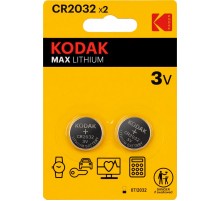 Батарейки  CR2032-2BL MAX Lithium (60/240/43200)  Б0037004  Kodak