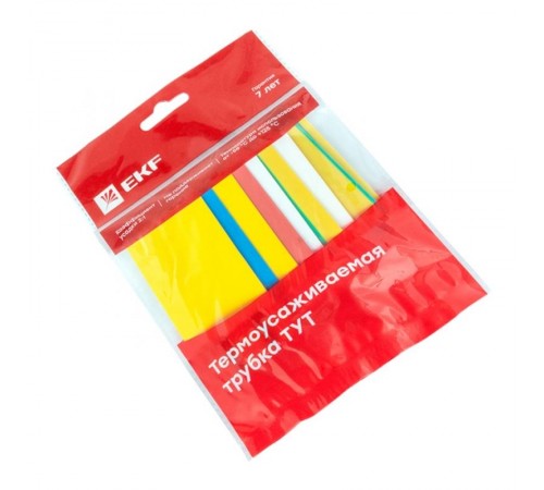 Термоусаживаемая трубка ТУТ нг 30/15 набор:7 цветов по 3шт. 100мм. EKF PROxima  tut-n-30  EKF