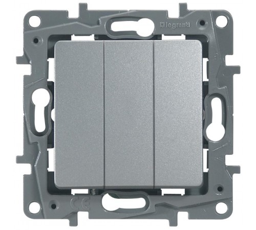 Etika Алюминий Выключатель 3-клавишный, 10А, автозажимные клеммы  672413  Legrand