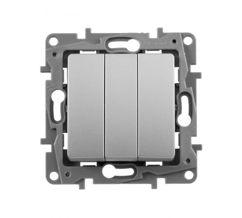 Etika Алюминий Выключатель 3-клавишный, 10А, автозажимные клеммы  672413  Legrand