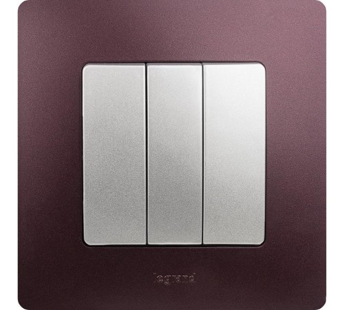 Etika Алюминий Выключатель 3-клавишный, 10А, автозажимные клеммы  672413  Legrand