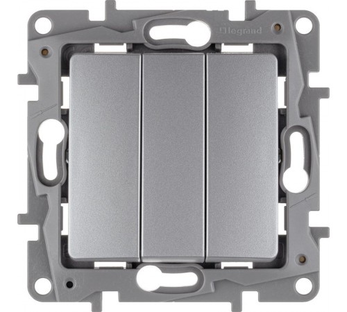 Etika Алюминий Выключатель 3-клавишный, 10А, автозажимные клеммы  672413  Legrand