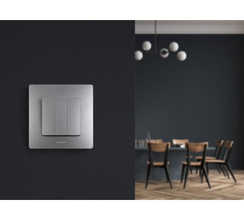 Etika Алюминий Выключатель 3-клавишный, 10А, автозажимные клеммы  672413  Legrand