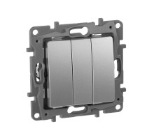 Etika Алюминий Выключатель 3-клавишный, 10А, автозажимные клеммы  672413  Legrand