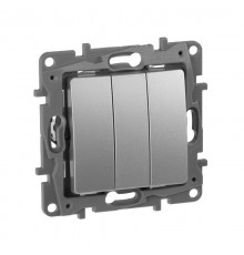 Etika Алюминий Выключатель 3-клавишный 10А 250В винтовые зажимы  672443  Legrand