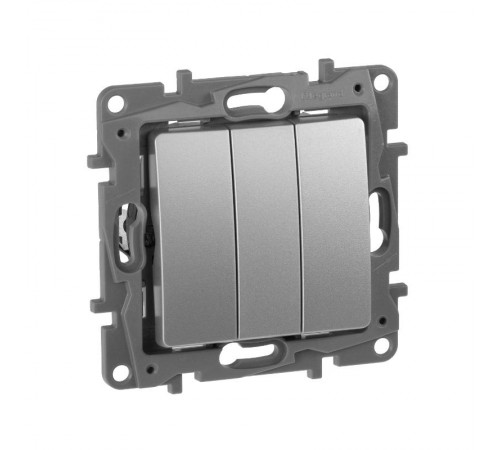 Etika Алюминий Выключатель 3-клавишный 10А 250В винтовые зажимы  672443  Legrand