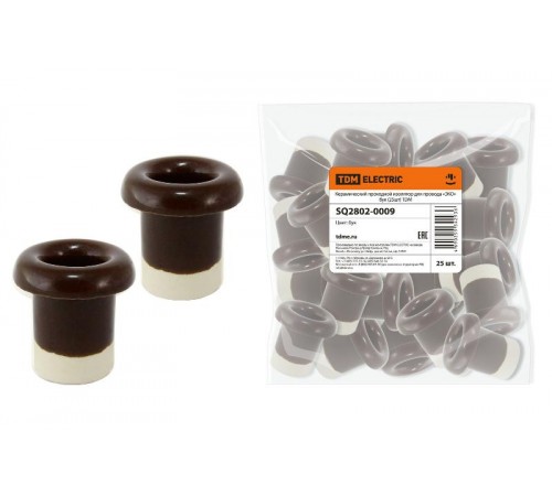 Керамический проходной изолятор для провода  "ЭКО" бук (25шт)  SQ2802-0009  TDM