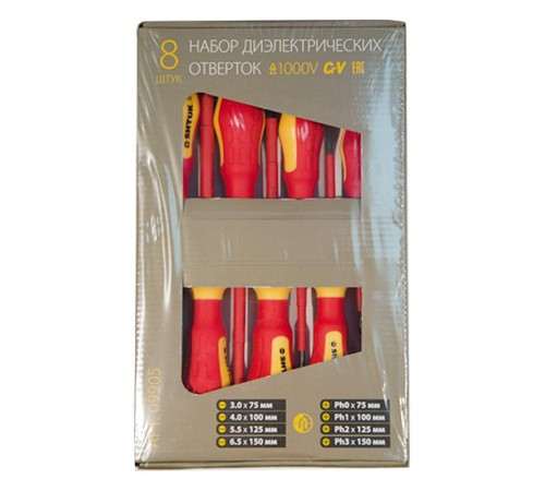 Набор отверток 1000В 8 шт. картон, SHTOK  376360  КЭАЗ