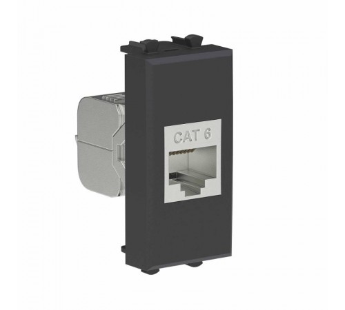 Компьютерная розетка RJ-45 без шторки модульная, кат.6 экранированная, "Avanti", "Черный матовый", 1 модуль  4412791  DKC
