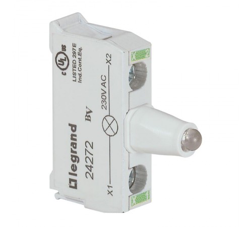 Блок со встроенным светодиодом для головок - Osmoz - для кнопочных постов - 230 В~ - зеленый  024272  Legrand