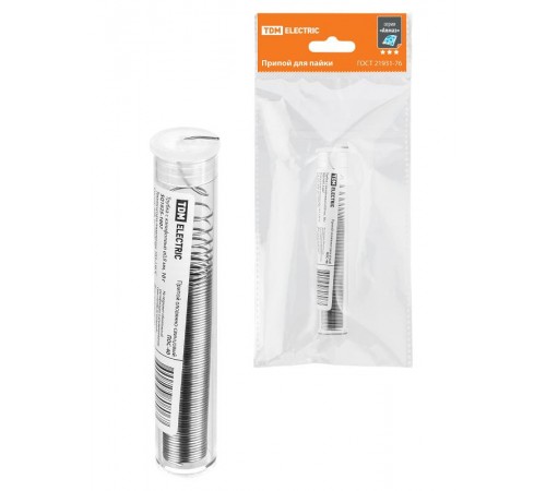 Припой ПОС 40, трубка с канифолью, ГОСТ 21931-76, 0,8 мм, 10 г, колба, серия "Алмаз"  SQ1025-1607  TDM