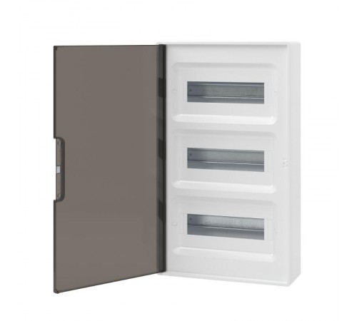 Щиток 36 мод настенный FRAME, белый, с тонир. дв., с 4-мя шинами PEN (2шт на 8 отв. и 2шт на 10отв.)  F36W1WD  DKC