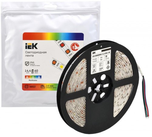 Лента светодиодная 5м LSR-5050RGB60-14,4-IP65-12В  LSR2-3-060-65-3-05  IEK