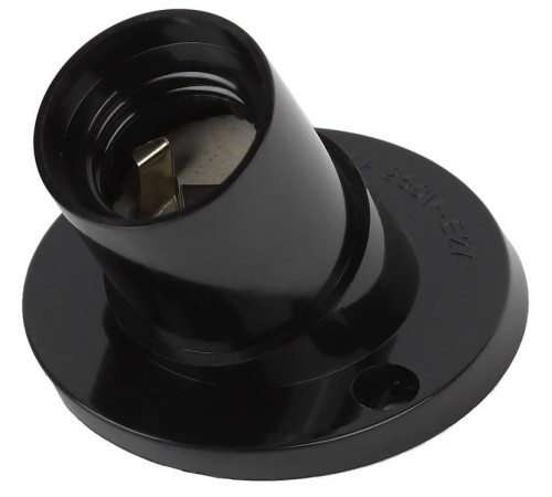 Патрон Е27 настенный, бакелит, черный (x50)  Б0044082  ЭРА