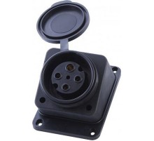 RST32-31-44 Розетка настенная с/з 3+1 с крышкой, каучук 400В, 32A, IP44, черный  39022  STEKKER