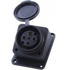 RST32-31-44 Розетка настенная с/з 3+1 с крышкой, каучук 400В, 32A, IP44, черный  39022  STEKKER