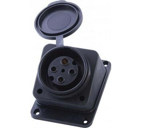 RST32-31-44 Розетка настенная с/з 3+1 с крышкой, каучук 400В, 32A, IP44, черный  39022  STEKKER