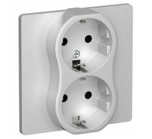 FLITE Розетка 2-ая с заземлением без шторок быстрозажимные клеммы 16А РС12-1-К-ФлА алюминий  FI-R21C-16-1-K47  IEK