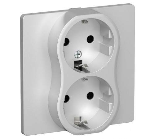 FLITE Розетка 2-ая с заземлением без шторок быстрозажимные клеммы 16А РС12-1-К-ФлА алюминий  FI-R21C-16-1-K47  IEK