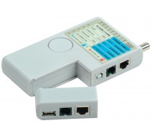 Тестер для витой пары 4в1 RJ45/RJ11/BNC/USB с элем. пит.  WH3468  ITK