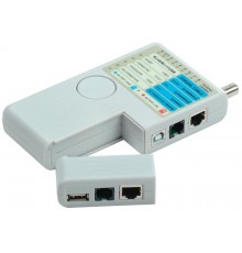 Тестер для витой пары 4в1 RJ45/RJ11/BNC/USB с элем. пит.  WH3468  ITK