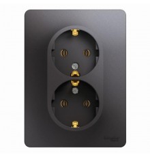 Glossa Графит Розетка 2-ая с заземлением (в сборе)  GSL001324  SE