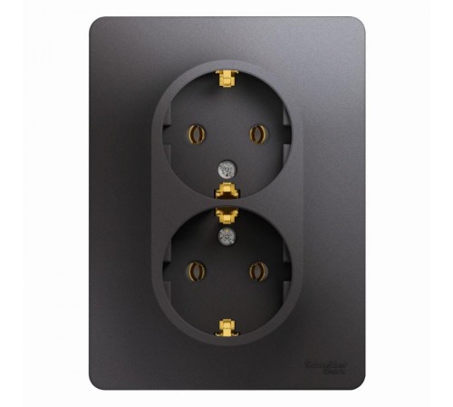 Glossa Графит Розетка 2-ая с заземлением (в сборе)  GSL001324  SE