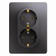 Glossa Графит Розетка 2-ая с заземлением (в сборе)  GSL001324  SE