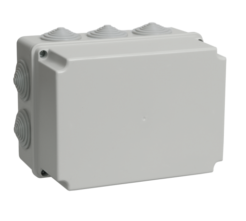 Коробка распределительная КМ41246 для о/п 190х140х120мм IP55 (RAL7035, 10 гермовводов)  UKO10-190-140-120-K41-55  IEK