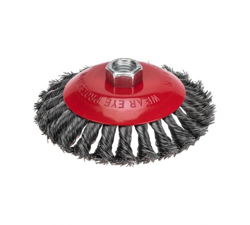 Щетка коническая для УШМ, крученая стальная проволока, 125мм, М14  KR-91-1203  Kranz