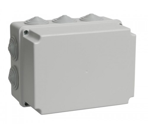Коробка распределительная КМ41245 для о/п 190х140х120 мм IP44 (RAL7035, 10 гермовводов)  UKO10-190-140-120-K41-44  IEK