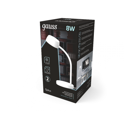 Светильник настольный Qplus GTL601 8W 600lm 4000K 170-265V белый диммируемый LED 1/8  GT6011  Gauss