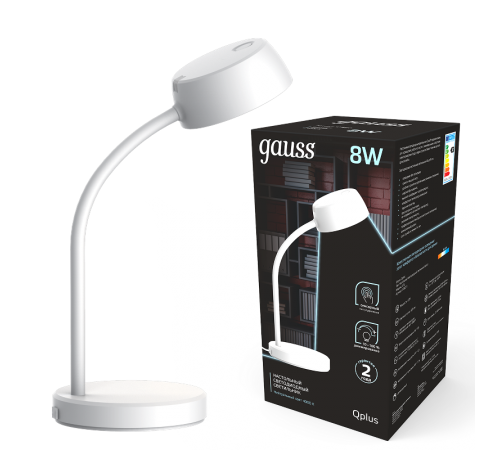 Светильник настольный Qplus GTL601 8W 600lm 4000K 170-265V белый диммируемый LED 1/8  GT6011  Gauss