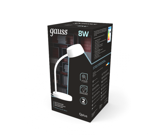 Светильник настольный Qplus GTL601 8W 600lm 4000K 170-265V белый диммируемый LED 1/8  GT6011  Gauss
