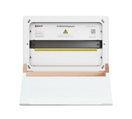 Корпус ArtShell Elegance встраиваемый силовой 22 модуля, белая дверь из закаленного стекла  artshell-e-22p-cw EKF