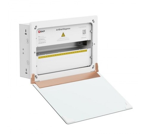 Корпус ArtShell Elegance встраиваемый силовой 22 модуля, белая дверь из закаленного стекла  artshell-e-22p-cw EKF