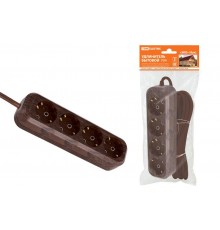 Удлинитель бытовой У04 4 гнезда, 3метра,2П+3, ПВС 3х1мм2 "Эко" (бук) 16А/250В  SQ1303-3011  TDM