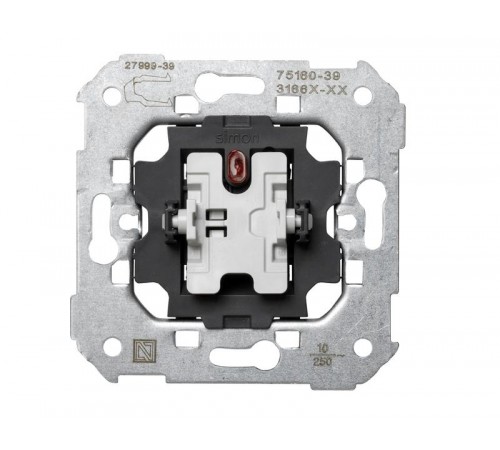 Simon 75 Механизм Выключатель 1-кл кнопочный с подсветкой, S82, S82N, S88, S82 Detail  75160-39  Simon