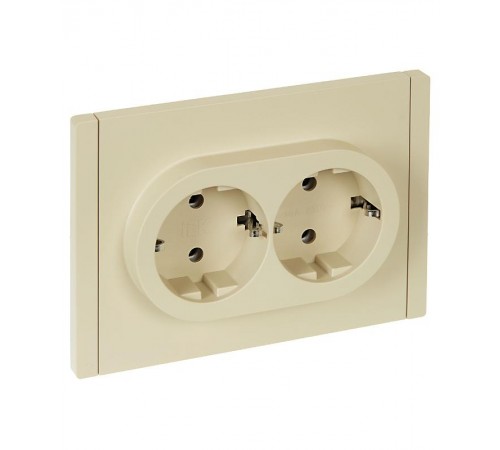 FORTE&PIANO Розетка 2-я с заземлением безвинтовое крепление 16А FP424 ваниль  FP-R21-16-1-K10  IEK