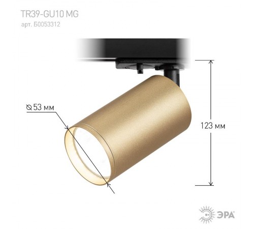 Светильник трековый однофазный TR39-GU10 MG MR16 Золото  Б0053312  ЭРА