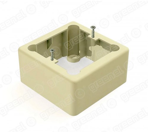 Коробка установочная 1-местная для о/п 85х85х42 IP20, цвет-СЛОНОВАЯ КОСТЬ (44шт)  GE40232-02  GREENEL