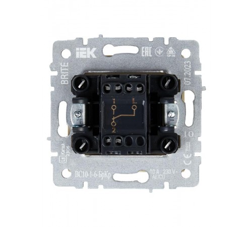 BRITE Выключатель 1-клавишный проходной 10А ВС10-1-6-БрКр бежевый  BR-V12-0-10-K10  IEK