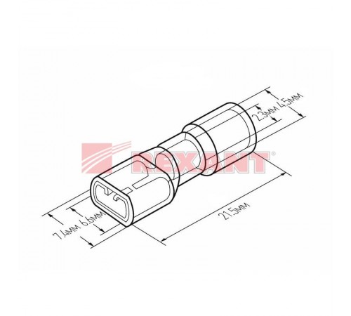 Клемма плоская полностью изолированная термоусаживаемая гнездо 6.6 мм 1.5-2.5 мм (РПи-м-т 2.5-(6.3) синий  08-0634  REXANT