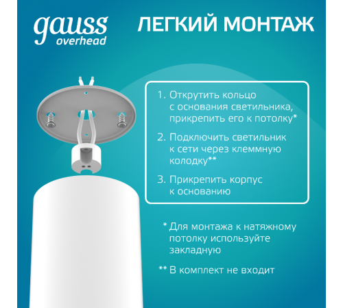 Светильник  Basic, накладной, под лампу GU5.3, белый 1/20/60  HD062  Gauss