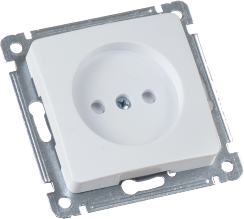 Розетка скрытой установки, одноместная, со шторкой, механизм, цвет белый  РС16-402  HEGEL