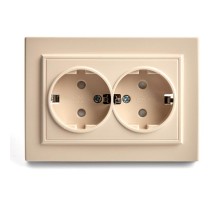 PST16-9014-02 Розетка 2-местная с/з, 250В, 16А, серия Эрна, слоновая кость  39240  STEKKER