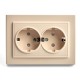PST16-9014-02 Розетка 2-местная с/з, 250В, 16А, серия Эрна, слоновая кость  39240  STEKKER