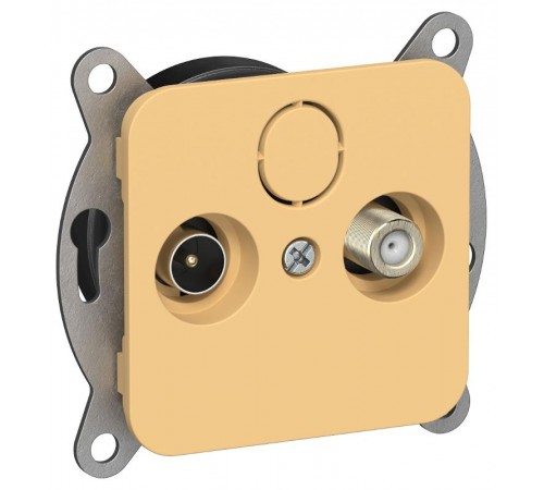 FLITE Розетка 2-ая TV+SAT экр. проходная РТВс-2-1-2-ФлЗ золотарник  FI-AF23-P-K90  IEK